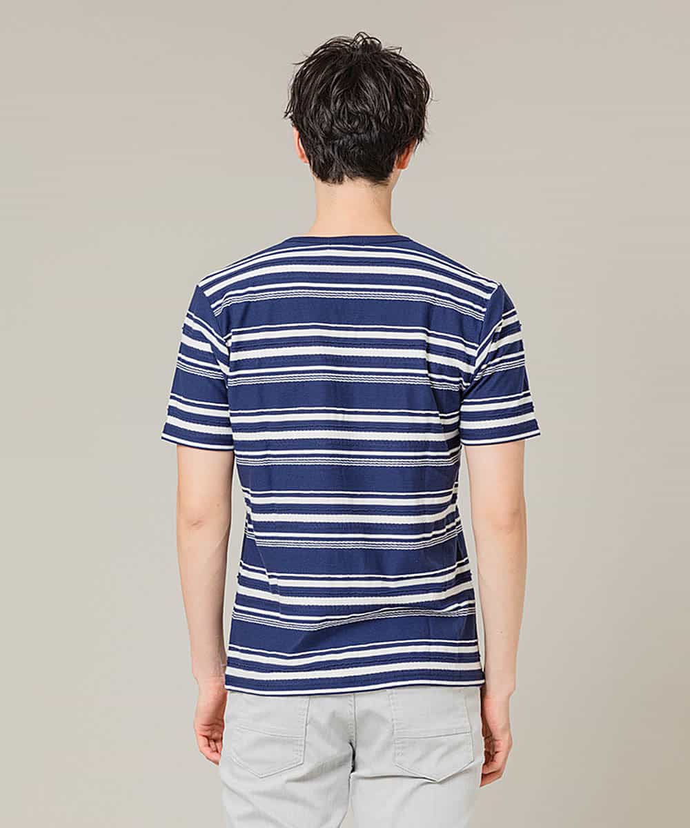 MKKFJ80059 MK MICHEL KLEIN HOMME(MKミッシェルクランオム) カットソー／タックルランダムBD ネイビー