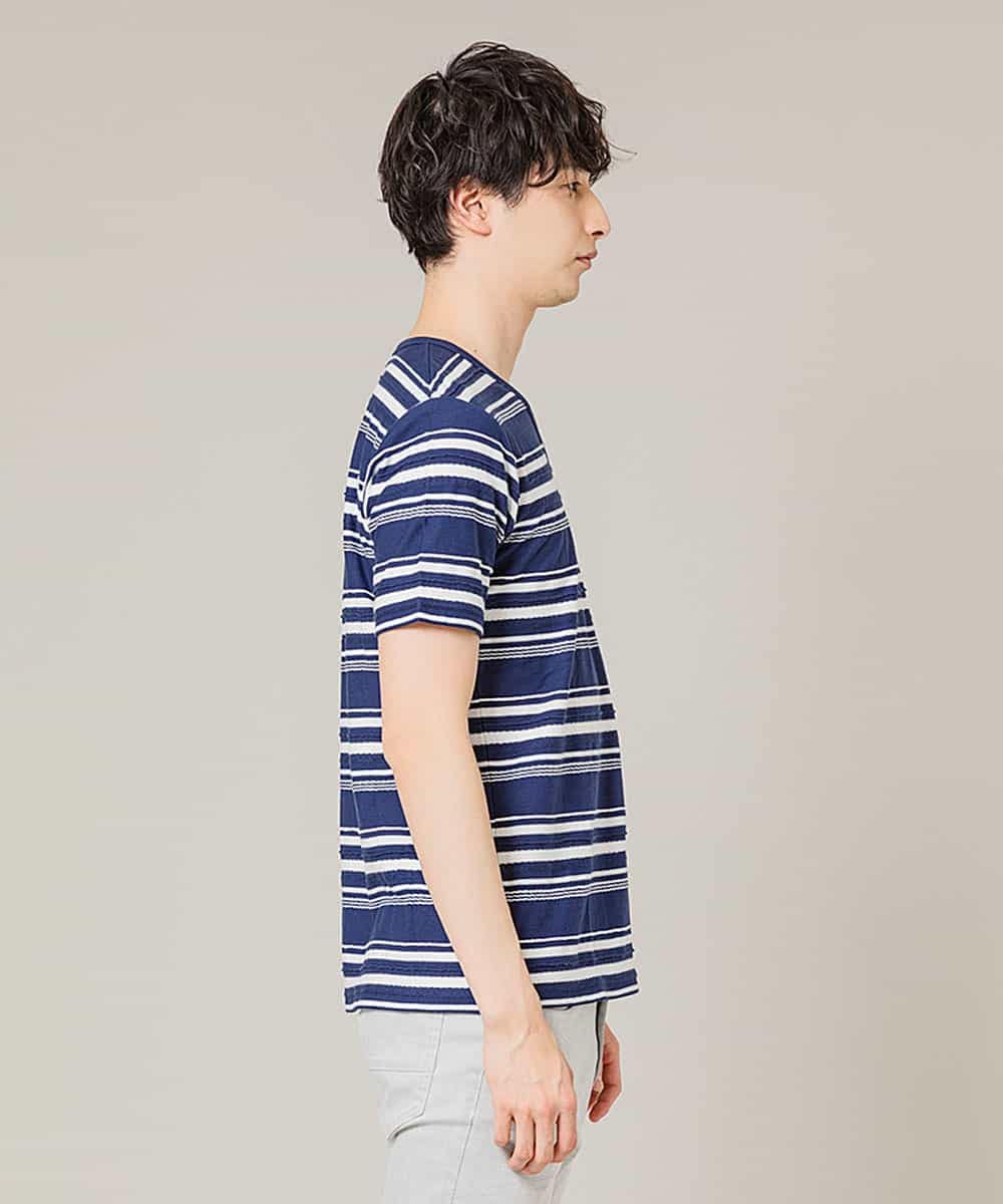 MKKFJ80059 MK MICHEL KLEIN HOMME(MKミッシェルクランオム) カットソー／タックルランダムBD ネイビー