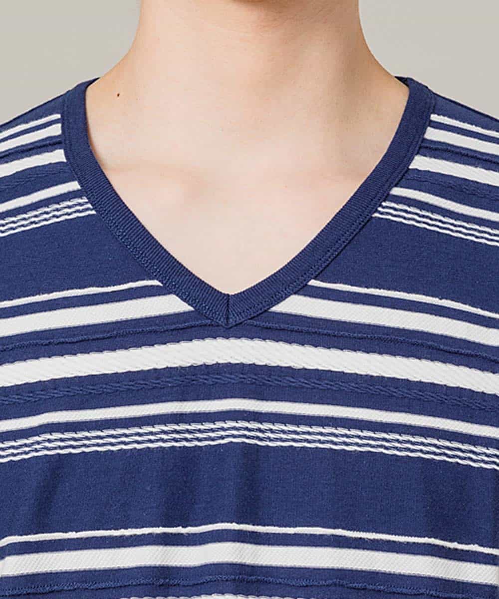 MKKFJ80059 MK MICHEL KLEIN HOMME(MKミッシェルクランオム) カットソー／タックルランダムBD ネイビー