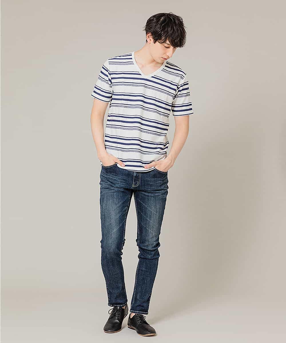 MKKFJ80059 MK MICHEL KLEIN HOMME(MKミッシェルクランオム) カットソー／タックルランダムBD ホワイト