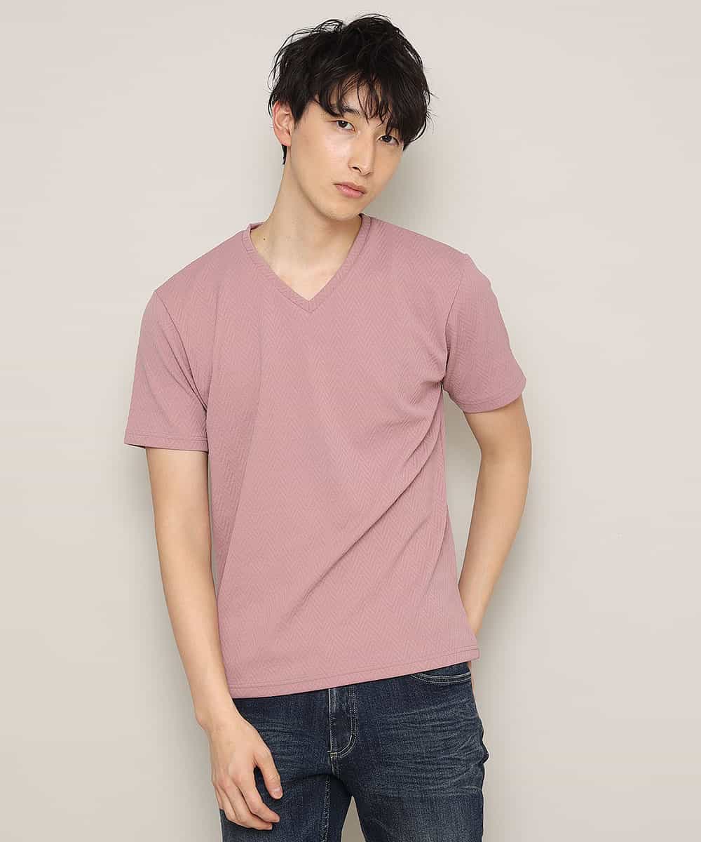 MKKFJ81059 MK MICHEL KLEIN HOMME(MKミッシェルクランオム) カットソー／フクレへリンボン ピンク