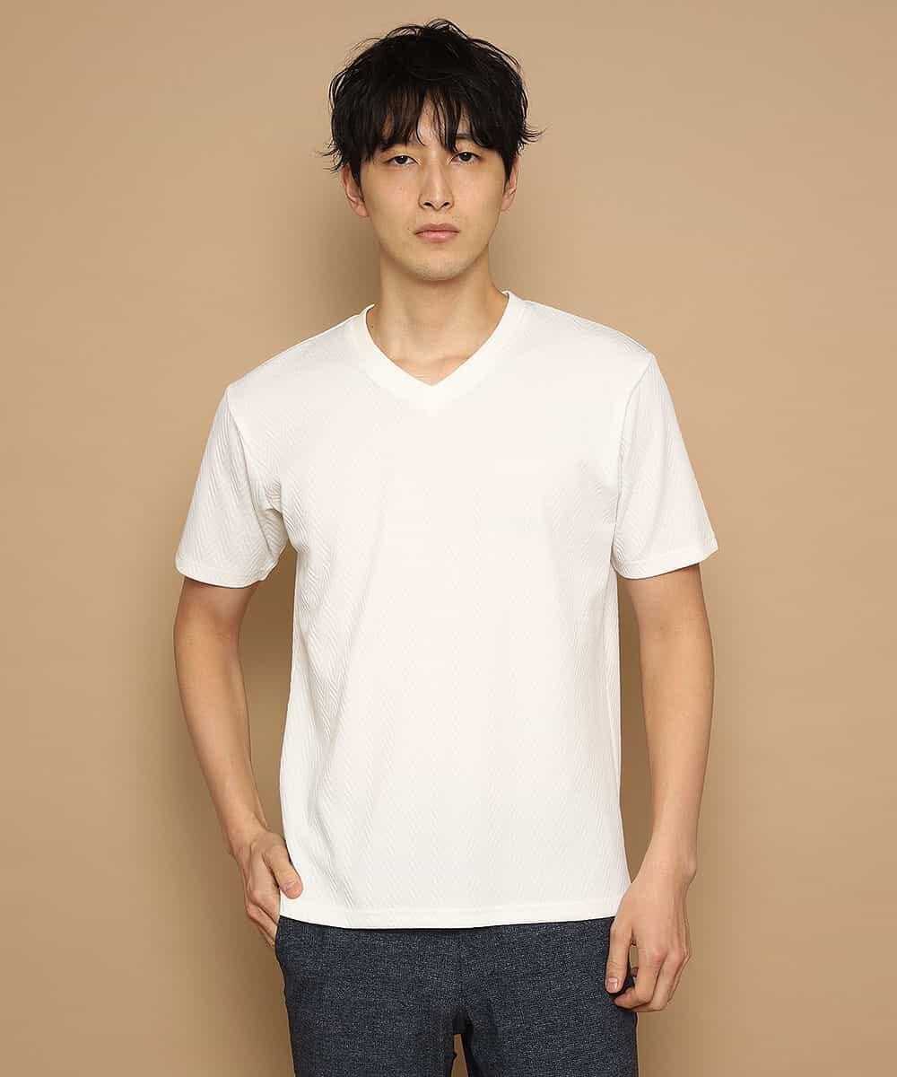 MKKFJ81059 MK MICHEL KLEIN HOMME(MKミッシェルクランオム) カットソー／フクレへリンボン ホワイト