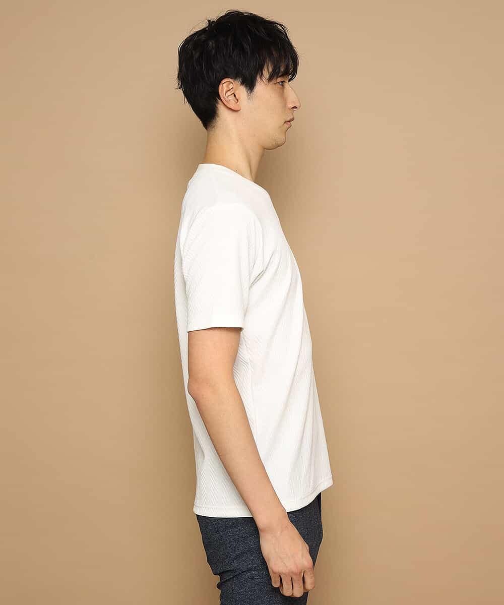 MKKFJ81059 MK MICHEL KLEIN HOMME(MKミッシェルクランオム) カットソー／フクレへリンボン ホワイト