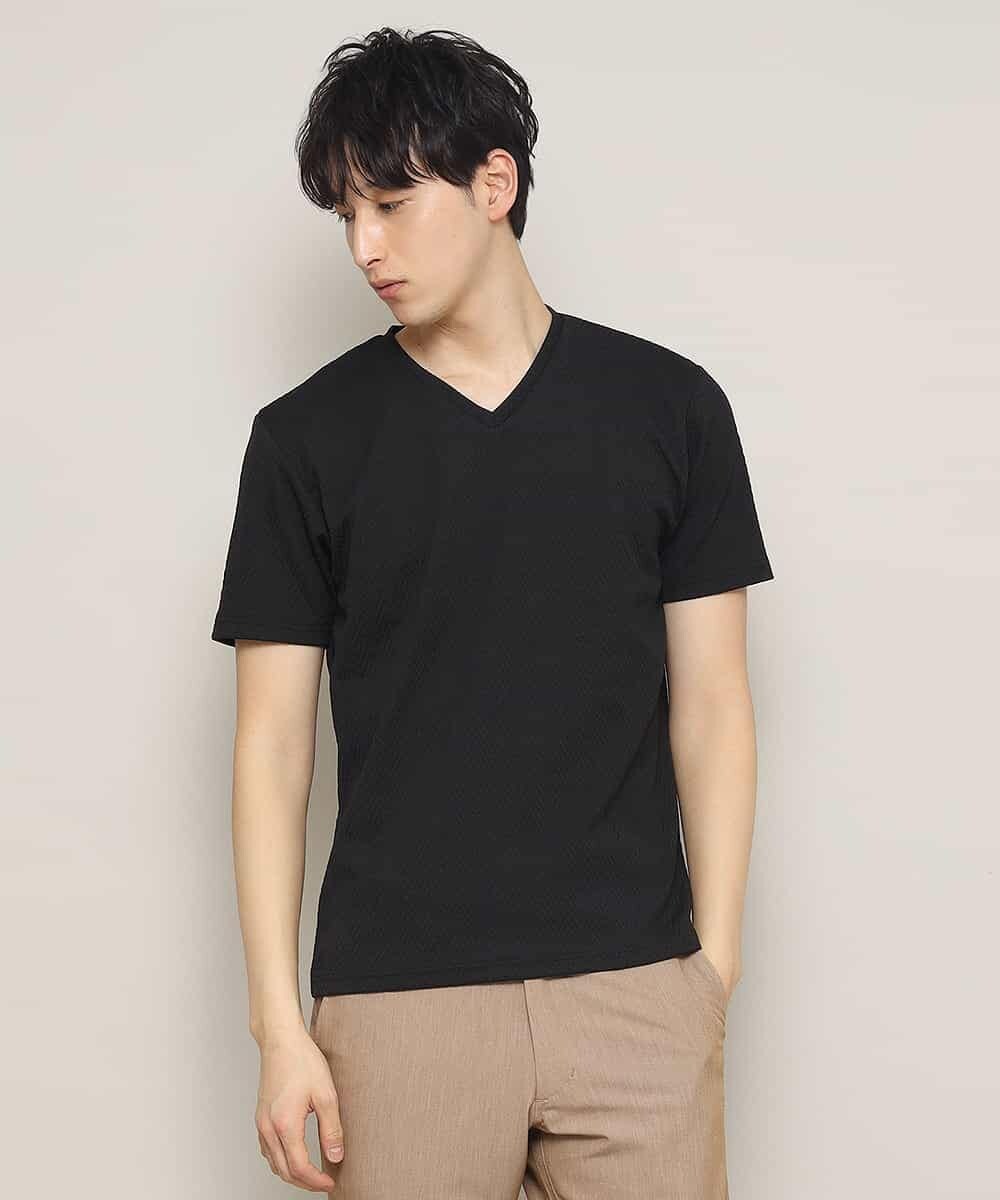 MKKFJ81059 MK MICHEL KLEIN HOMME(MKミッシェルクランオム) カットソー／フクレへリンボン ブラック