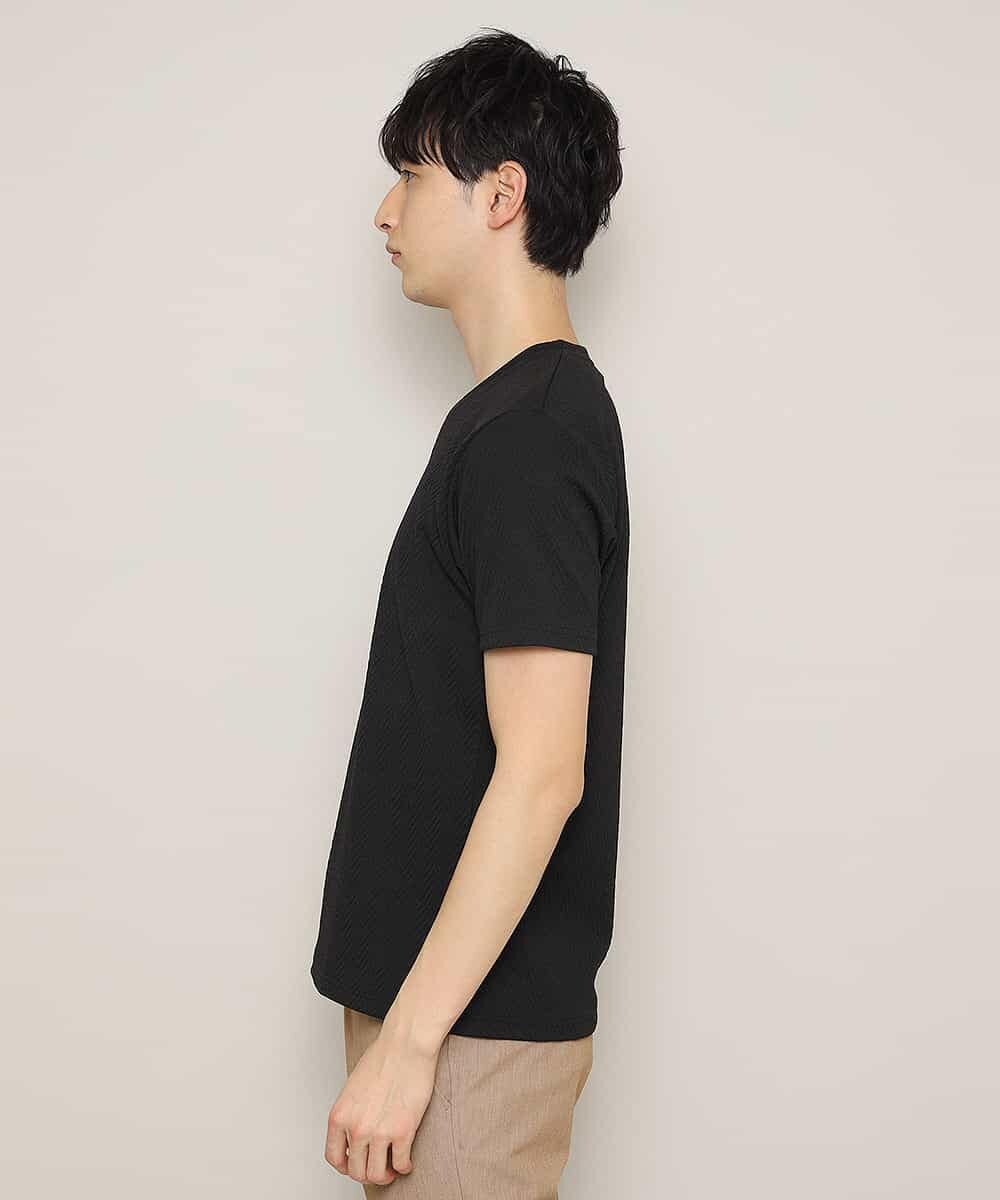 MKKFJ81059 MK MICHEL KLEIN HOMME(MKミッシェルクランオム) カットソー／フクレへリンボン ブラック