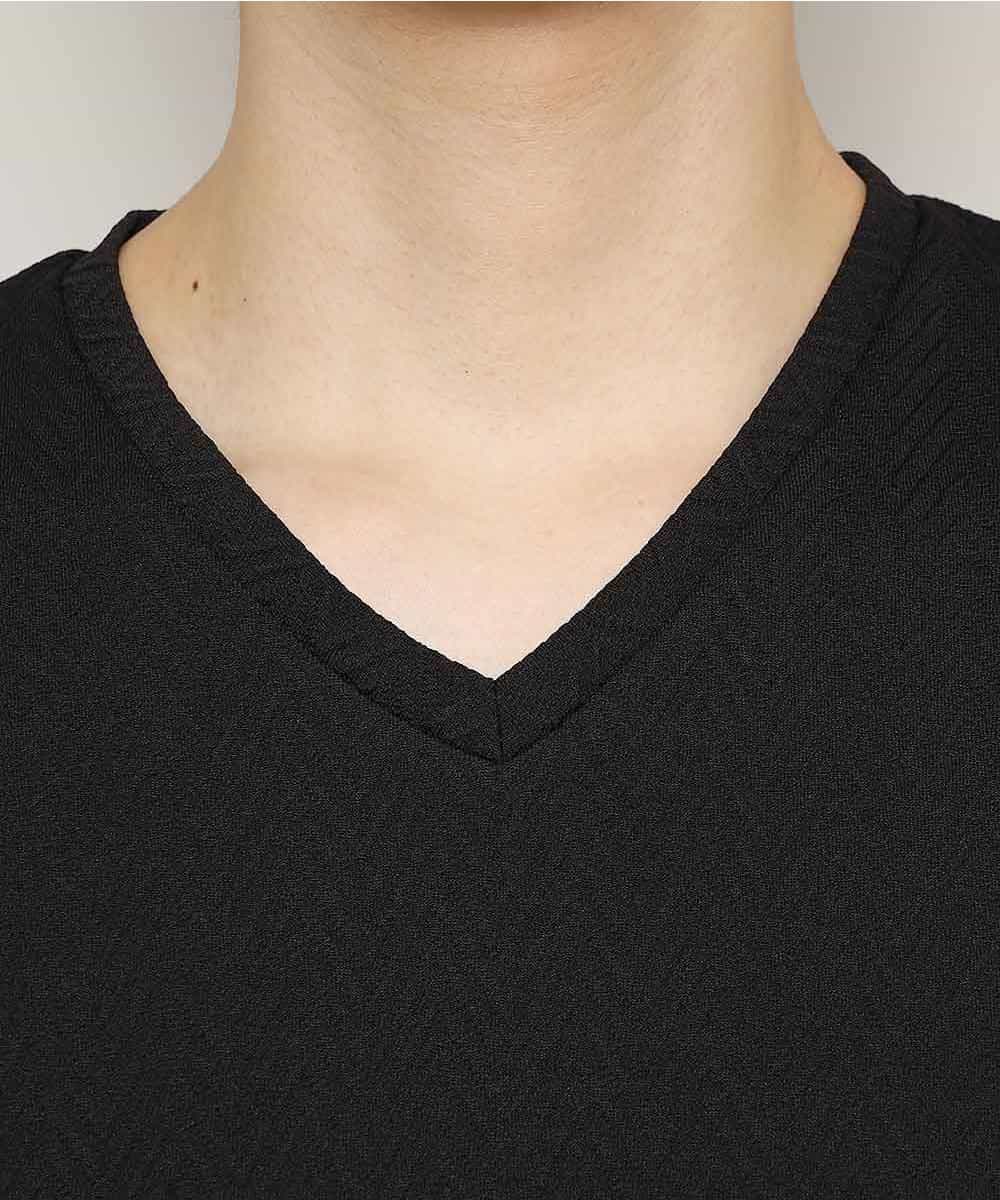 MKKFJ81059 MK MICHEL KLEIN HOMME(MKミッシェルクランオム) カットソー／フクレへリンボン ブラック