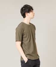MKKFL23069 MK MICHEL KLEIN HOMME(MKミッシェルクランオム) カットソー／メッシュプレーティング カーキ
