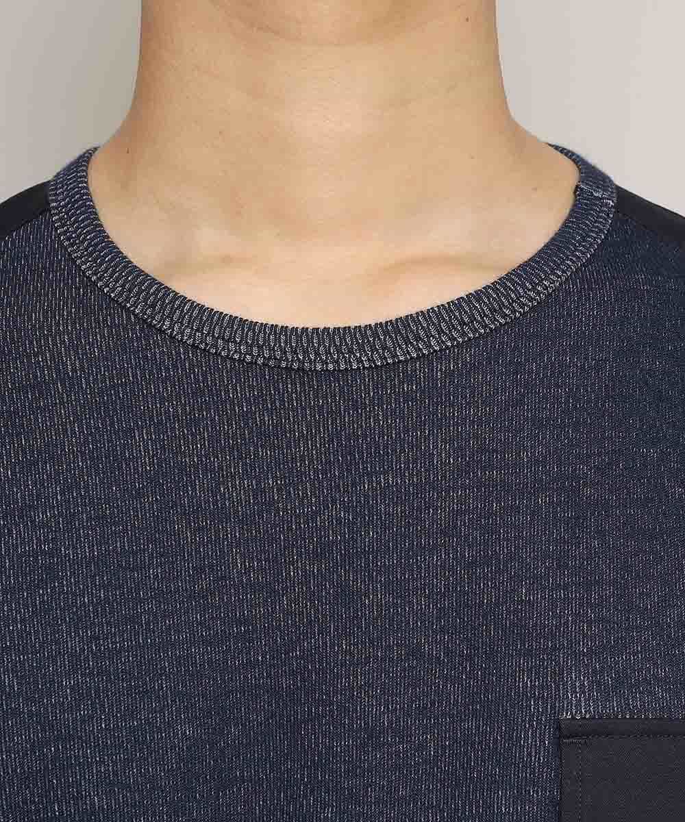 MKKFL23069 MK MICHEL KLEIN HOMME(MKミッシェルクランオム) カットソー／メッシュプレーティング ネイビー
