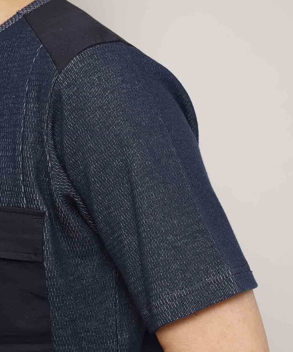 MKKFL23069 MK MICHEL KLEIN HOMME(MKミッシェルクランオム) カットソー／メッシュプレーティング ネイビー