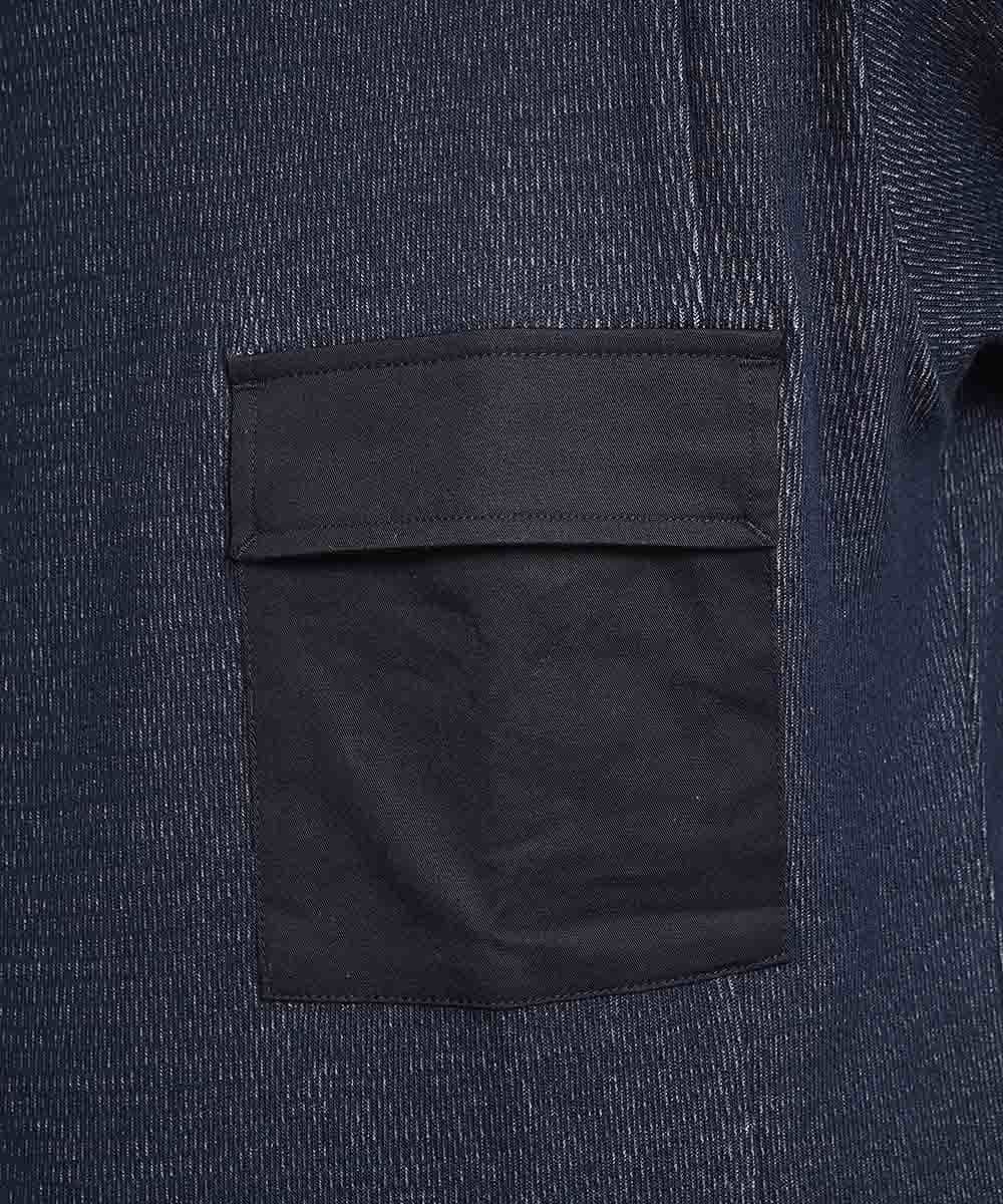 MKKFL23069 MK MICHEL KLEIN HOMME(MKミッシェルクランオム) カットソー／メッシュプレーティング ネイビー