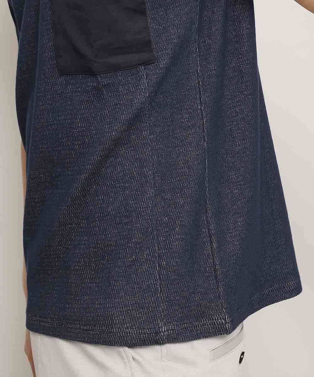 MKKFL23069 MK MICHEL KLEIN HOMME(MKミッシェルクランオム) カットソー／メッシュプレーティング ネイビー