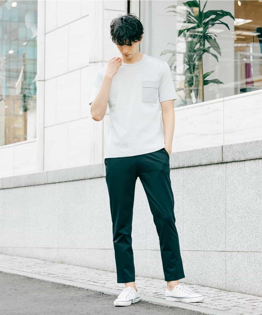 MKKFL23069 MK MICHEL KLEIN HOMME(MKミッシェルクランオム) カットソー／メッシュプレーティング ホワイト