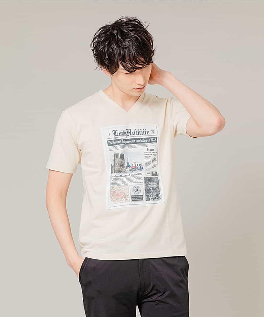MKKFL28059 MK MICHEL KLEIN HOMME(MKミッシェルクランオム) カットソー／FILARTEX テンジク ベージュ