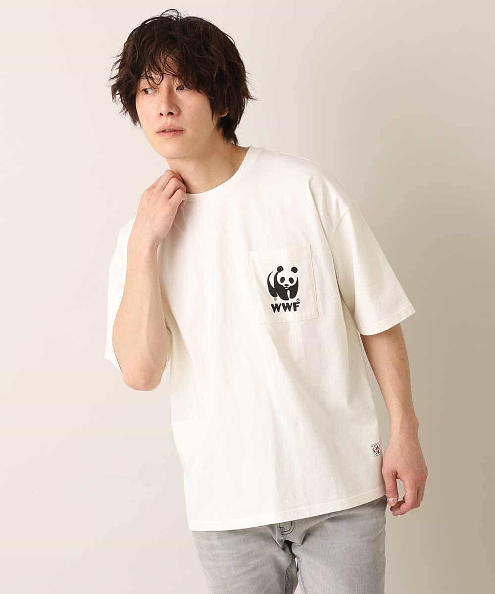 MKKFO21045 MK MICHEL KLEIN HOMME(MKミッシェルクランオム) 【WWFコラボ】クルーネック / ポケットカットソー ホワイト(90)
