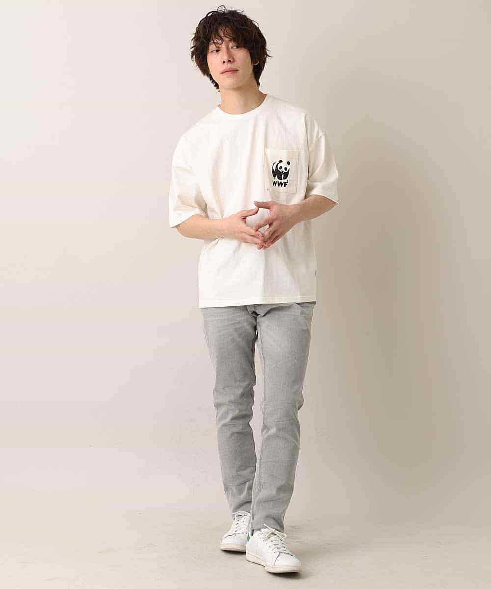 MKKFO21045 MK MICHEL KLEIN HOMME(MKミッシェルクランオム) 【WWFコラボ】クルーネック / ポケットカットソー ホワイト(90)