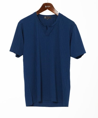 MKKGA58050 MK MICHEL KLEIN HOMME スキッパーネックTシャツ / スリップウエーブジャガード