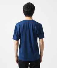 MKKGA58050 MK MICHEL KLEIN HOMME(MKミッシェルクランオム) スキッパーネックTシャツ / スリップウエーブジャガード ネイビー