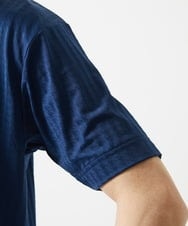 MKKGA58050 MK MICHEL KLEIN HOMME(MKミッシェルクランオム) スキッパーネックTシャツ / スリップウエーブジャガード ネイビー