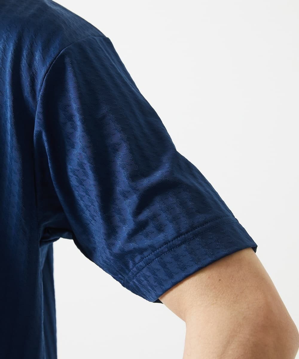 MKKGA58050 MK MICHEL KLEIN HOMME(MKミッシェルクランオム) スキッパーネックTシャツ / スリップウエーブジャガード ネイビー