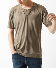 MKKGA58050 MK MICHEL KLEIN HOMME(MKミッシェルクランオム) スキッパーネックTシャツ / スリップウエーブジャガード ブラウン