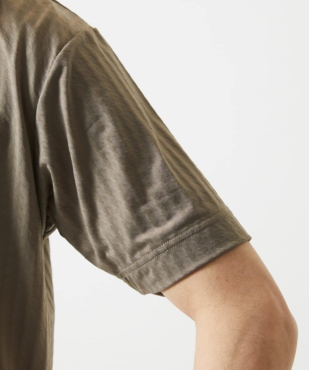 MKKGA58050 MK MICHEL KLEIN HOMME(MKミッシェルクランオム) スキッパーネックTシャツ / スリップウエーブジャガード ブラウン