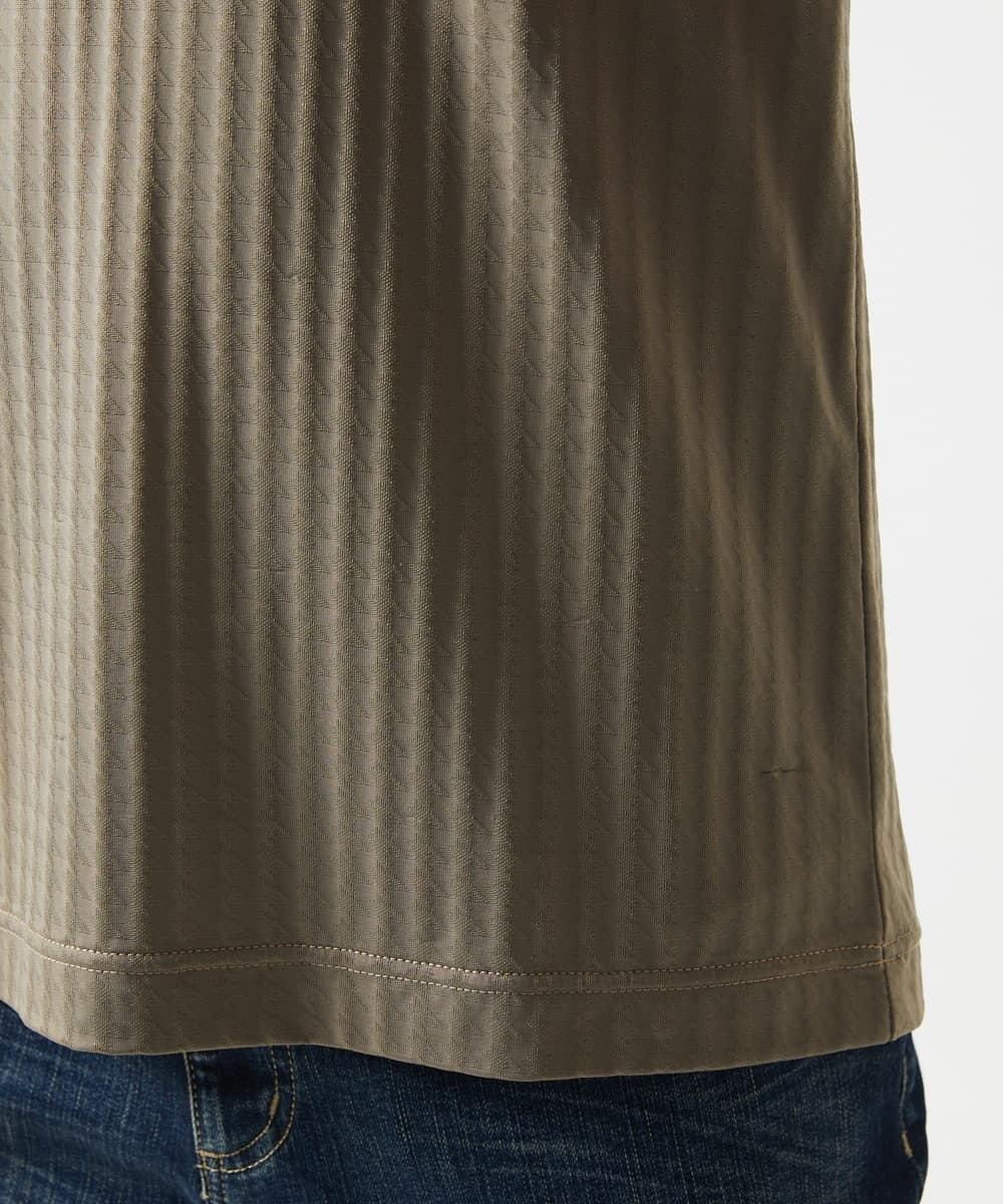 MKKGA58050 MK MICHEL KLEIN HOMME(MKミッシェルクランオム) スキッパーネックTシャツ / スリップウエーブジャガード ブラウン