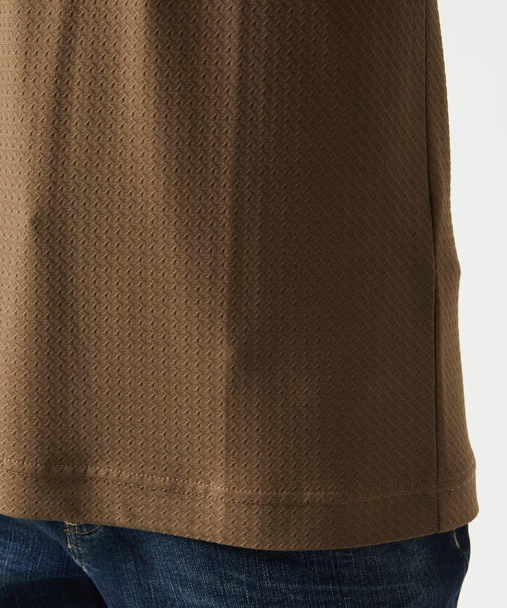 MKKGA59050 MK MICHEL KLEIN HOMME(MKミッシェルクランオム) 【接触冷感 / ひんやり】VネックTシャツ / スリップウエーブジャガード ブラウン