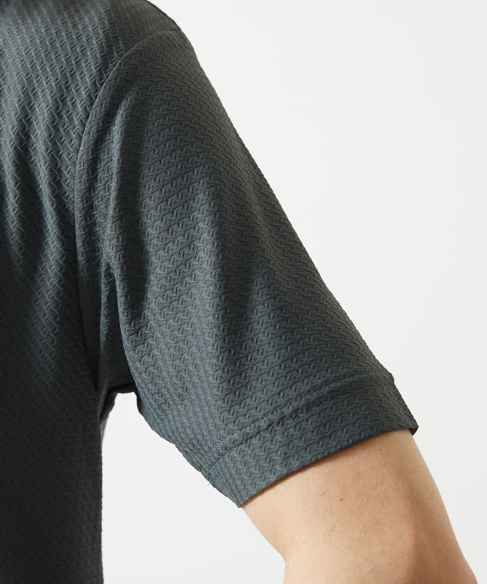 MKKGA59050 MK MICHEL KLEIN HOMME(MKミッシェルクランオム) 【接触冷感 / ひんやり】VネックTシャツ / スリップウエーブジャガード ダークグレー