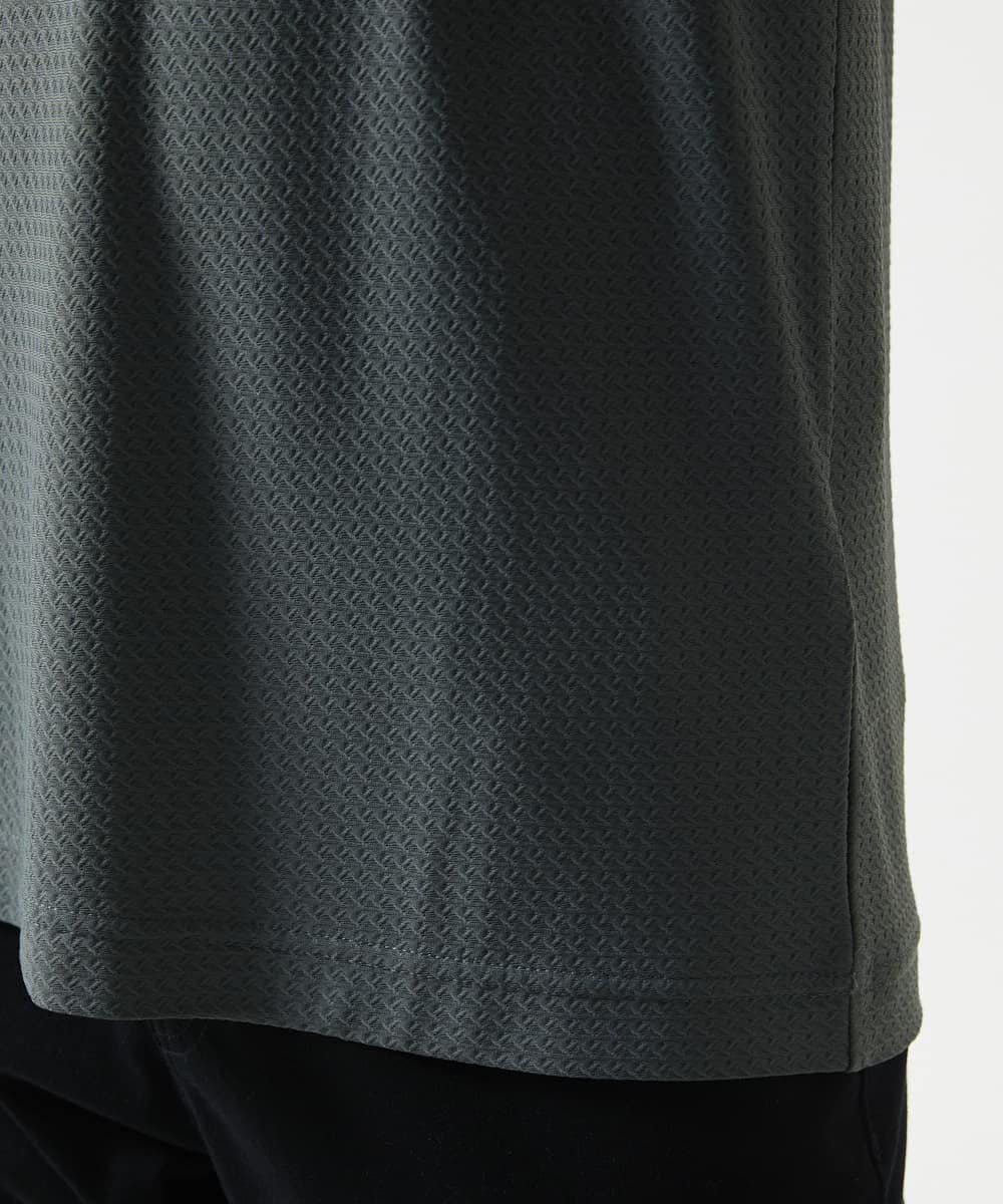 MKKGA59050 MK MICHEL KLEIN HOMME(MKミッシェルクランオム) 【接触冷感 / ひんやり】VネックTシャツ / スリップウエーブジャガード ダークグレー