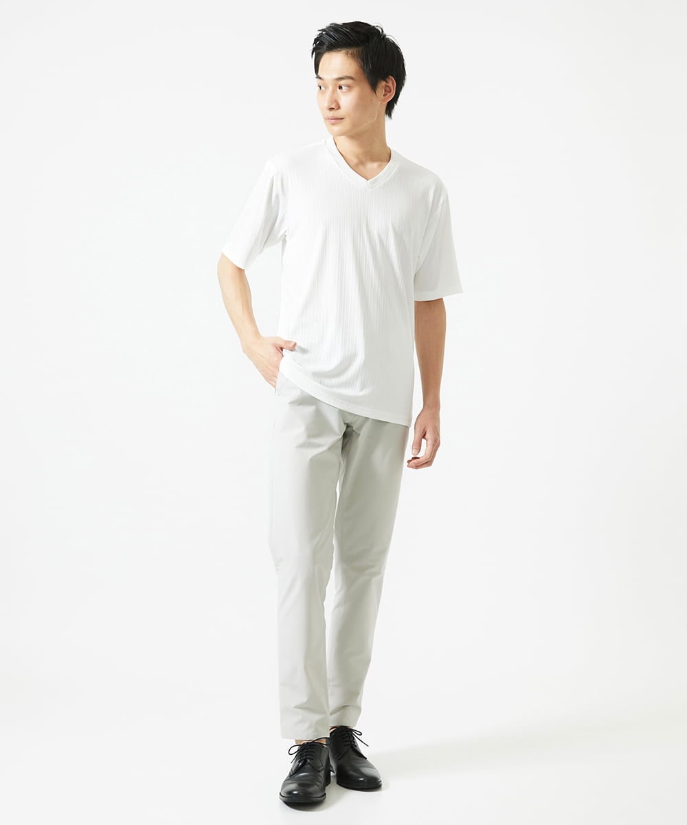 MKKGA65050 MK MICHEL KLEIN HOMME(MKミッシェルクランオム) Tシャツ / ランダムストライプテレコ ホワイト