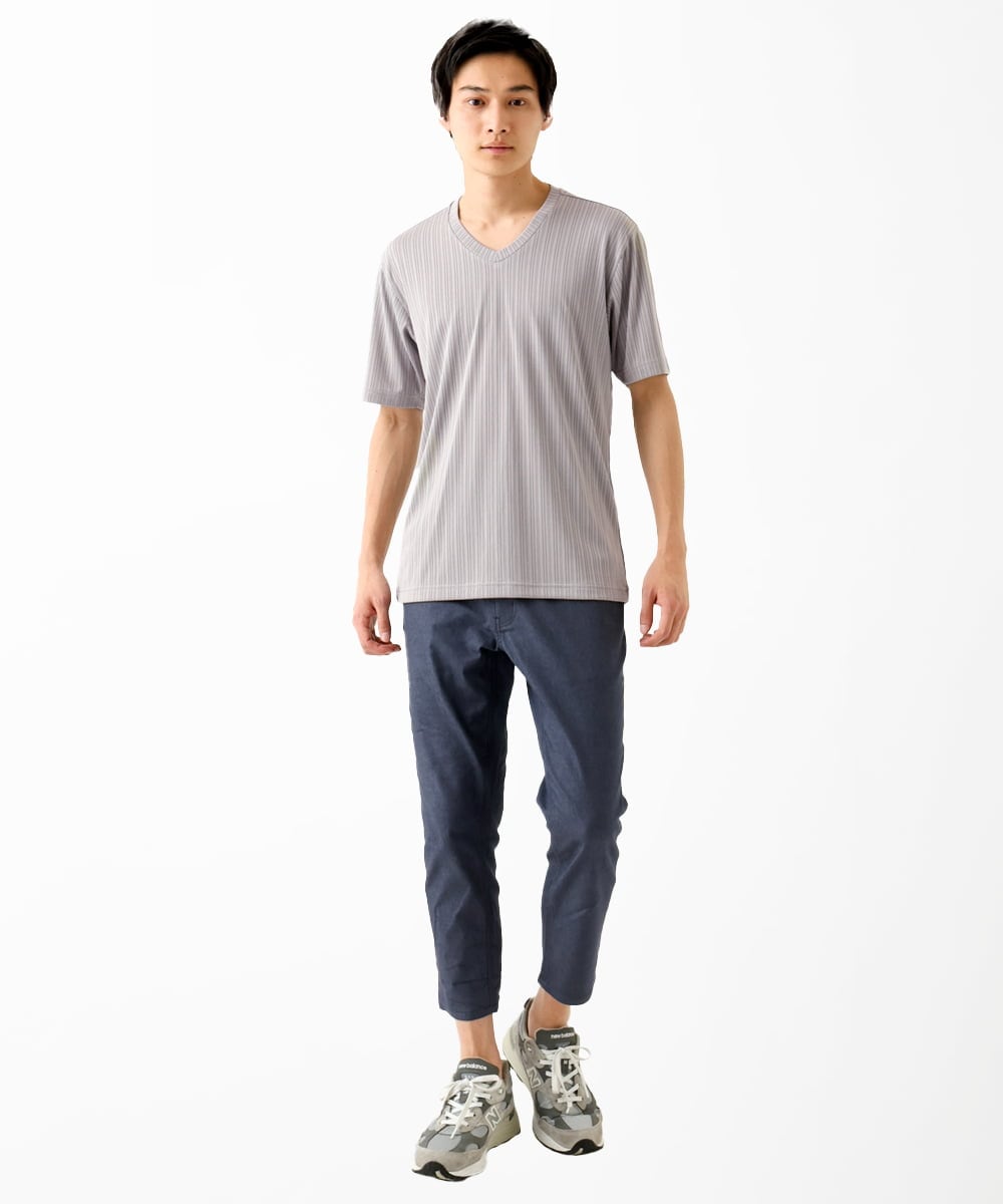 MKKGA65050 MK MICHEL KLEIN HOMME(MKミッシェルクランオム) Tシャツ / ランダムストライプテレコ グレー