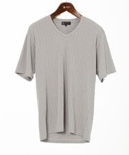 MKKGA65050 MK MICHEL KLEIN HOMME(MKミッシェルクランオム) Tシャツ / ランダムストライプテレコ グレー