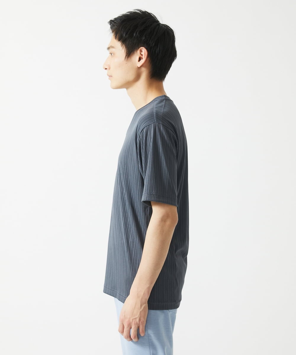 MKKGA65050 MK MICHEL KLEIN HOMME(MKミッシェルクランオム) Tシャツ / ランダムストライプテレコ ダークグレー