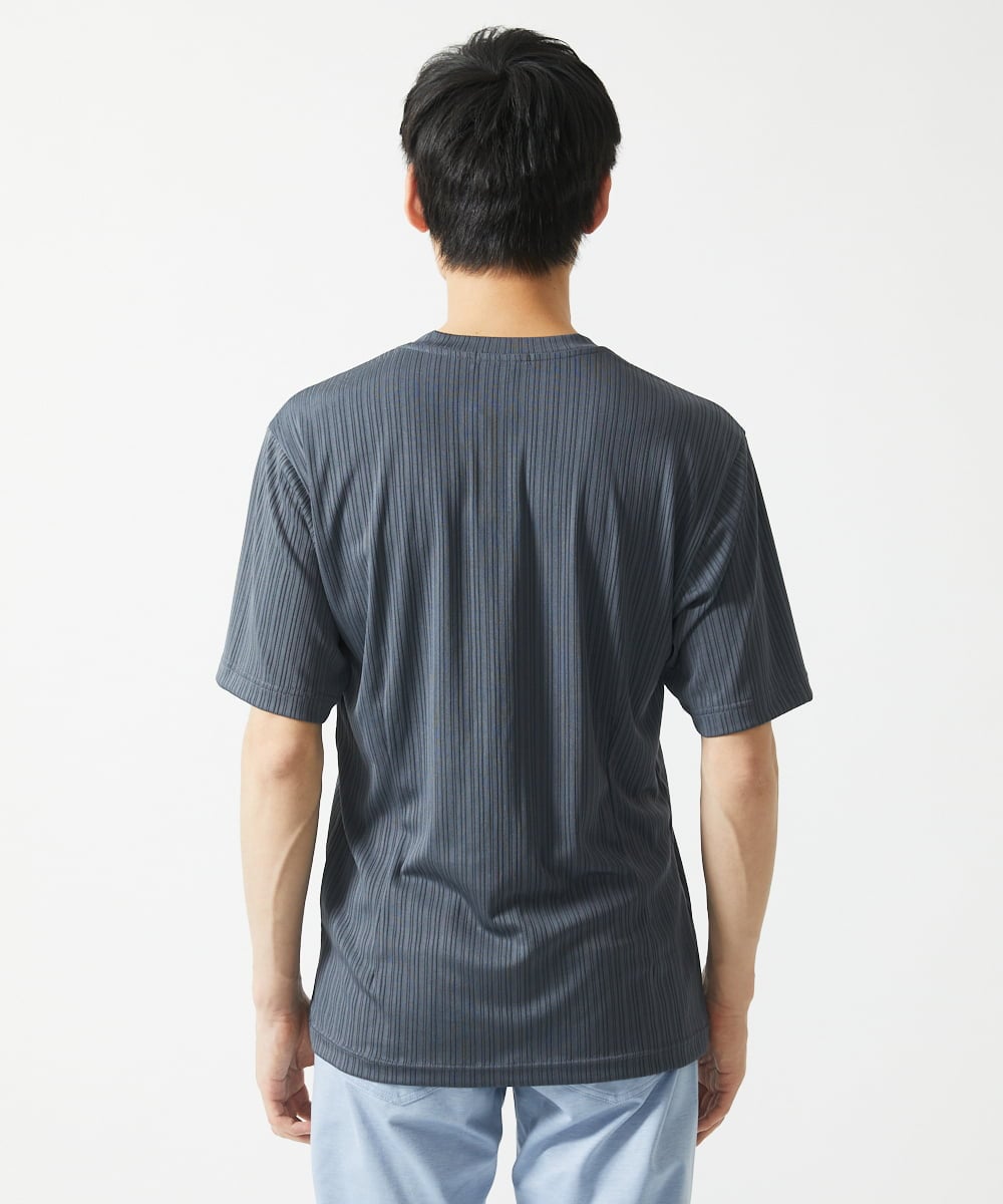 MKKGA65050 MK MICHEL KLEIN HOMME(MKミッシェルクランオム) Tシャツ / ランダムストライプテレコ ダークグレー