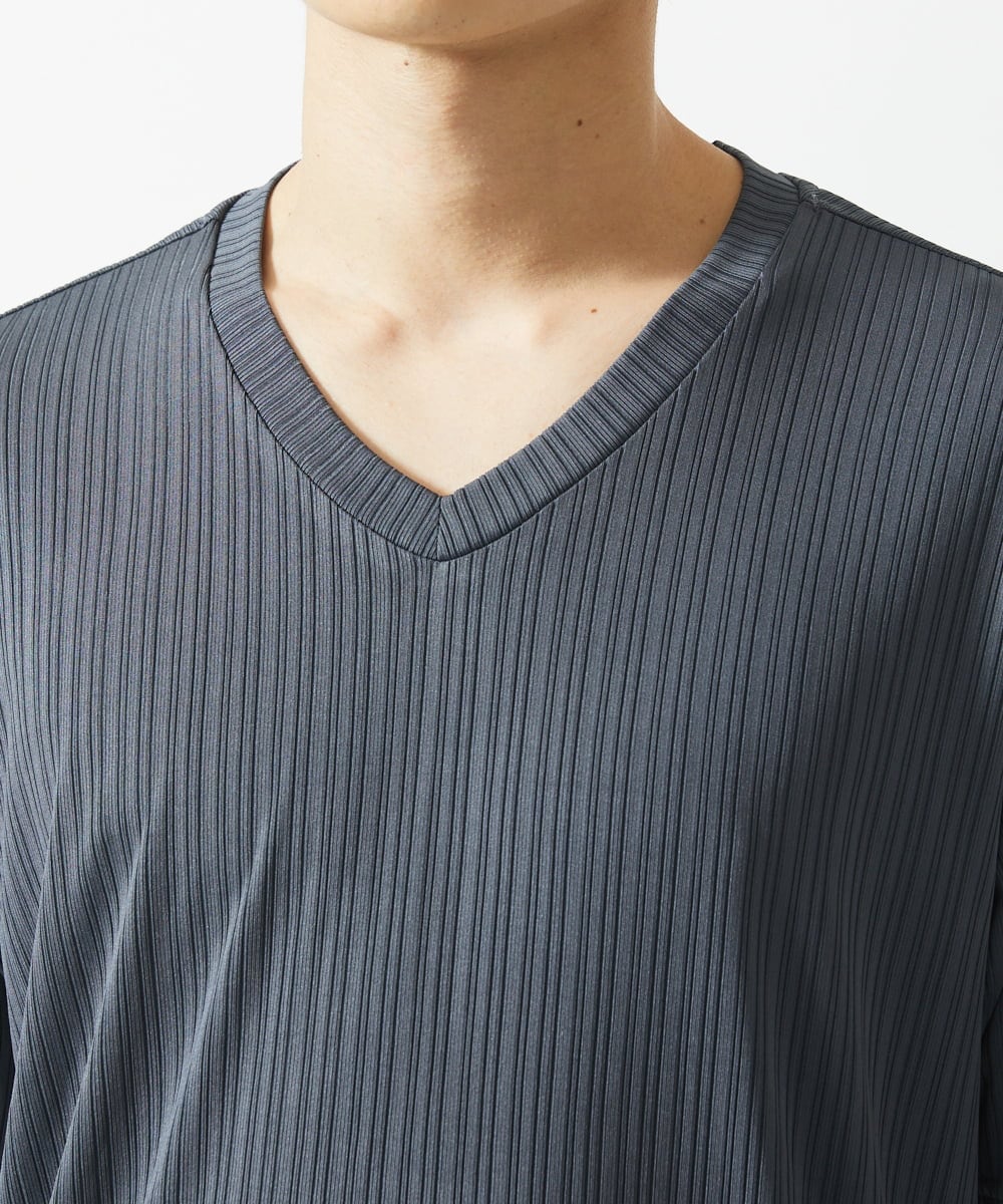 MKKGA65050 MK MICHEL KLEIN HOMME(MKミッシェルクランオム) Tシャツ / ランダムストライプテレコ ダークグレー