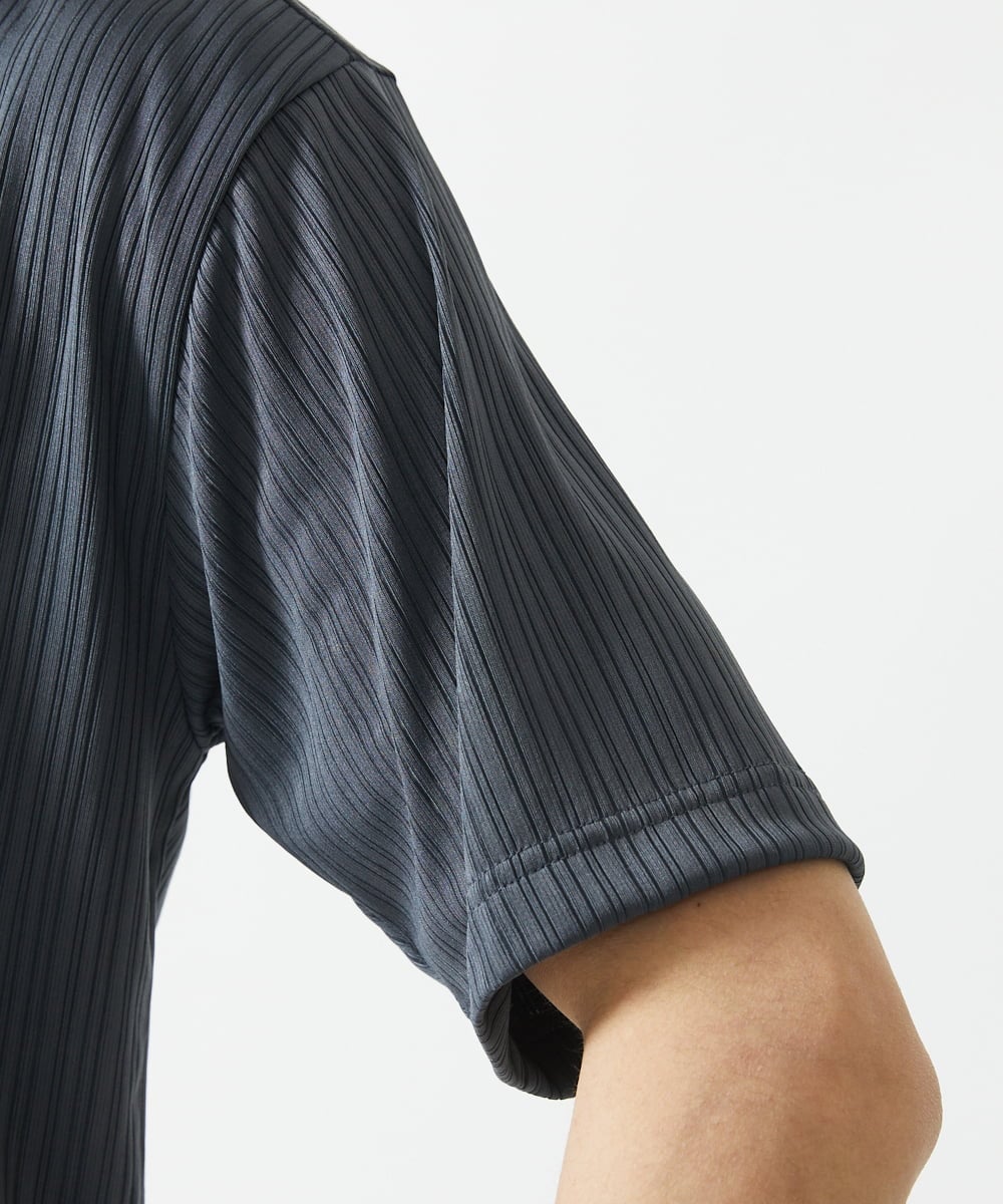 MKKGA65050 MK MICHEL KLEIN HOMME(MKミッシェルクランオム) Tシャツ / ランダムストライプテレコ ダークグレー