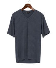 MKKGA65050 MK MICHEL KLEIN HOMME(MKミッシェルクランオム) Tシャツ / ランダムストライプテレコ ダークグレー