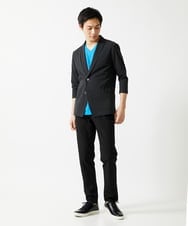 MKKGA70059 MK MICHEL KLEIN HOMME(MKミッシェルクランオム) へリンボンVネック半袖Tシャツ ブルー(55)