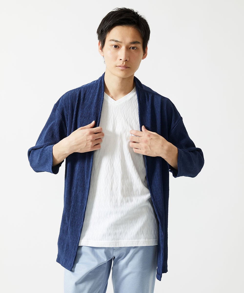 MKKGA70059 MK MICHEL KLEIN HOMME(MKミッシェルクランオム) へリンボンVネック半袖Tシャツ ホワイト(90)
