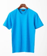 MKKGA71059 MK MICHEL KLEIN HOMME(MKミッシェルクランオム) へリンボン クルーネックTシャツ ブルー