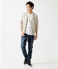 MKKGA71059 MK MICHEL KLEIN HOMME(MKミッシェルクランオム) へリンボン クルーネックTシャツ ホワイト