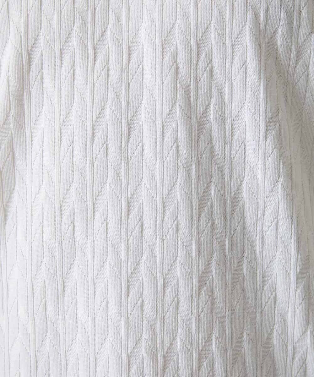 MKKGA71059 MK MICHEL KLEIN HOMME(MKミッシェルクランオム) へリンボン クルーネックTシャツ ホワイト