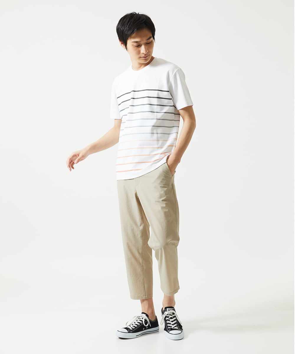 MKKGC08059 MK MICHEL KLEIN HOMME(MKミッシェルクランオム) Tシャツ / グラデーションマリンボーダー オレンジ