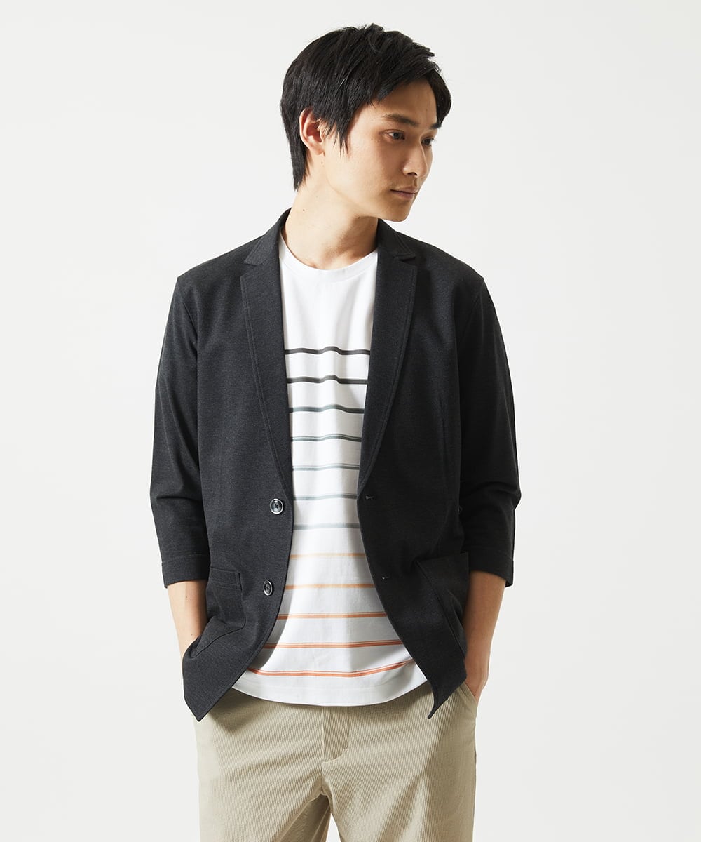 MKKGC08059 MK MICHEL KLEIN HOMME(MKミッシェルクランオム) Tシャツ / グラデーションマリンボーダー オレンジ