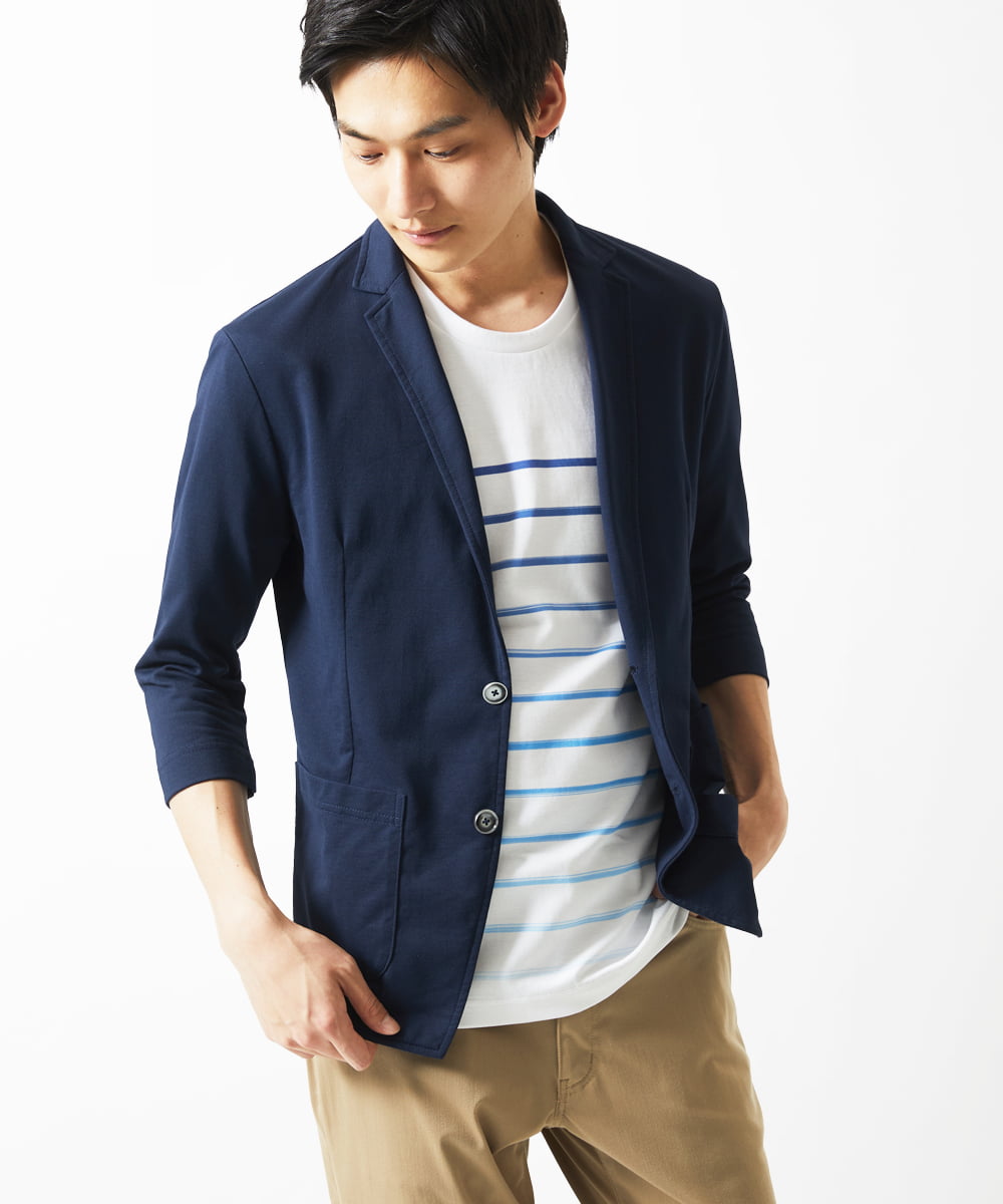 MKKGC08059 MK MICHEL KLEIN HOMME(MKミッシェルクランオム) Tシャツ / グラデーションマリンボーダー ブルー