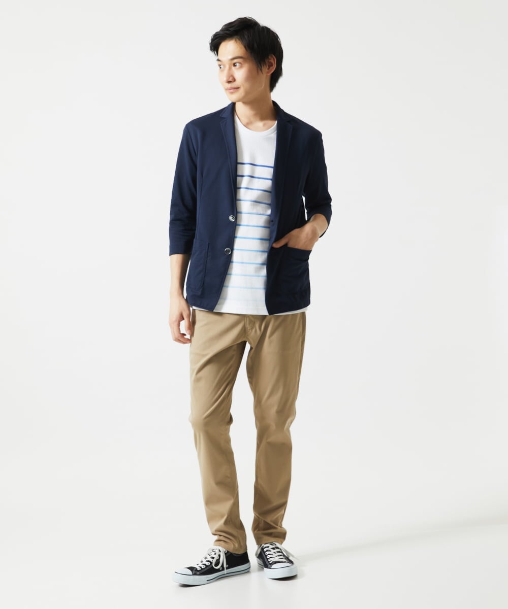 MKKGC08059 MK MICHEL KLEIN HOMME(MKミッシェルクランオム) Tシャツ / グラデーションマリンボーダー ブルー
