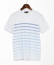 MKKGC08059 MK MICHEL KLEIN HOMME(MKミッシェルクランオム) Tシャツ / グラデーションマリンボーダー ブルー