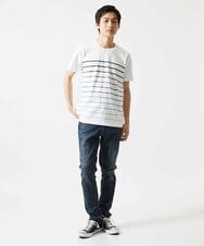 MKKGC08059 MK MICHEL KLEIN HOMME(MKミッシェルクランオム) Tシャツ / グラデーションマリンボーダー ブラック