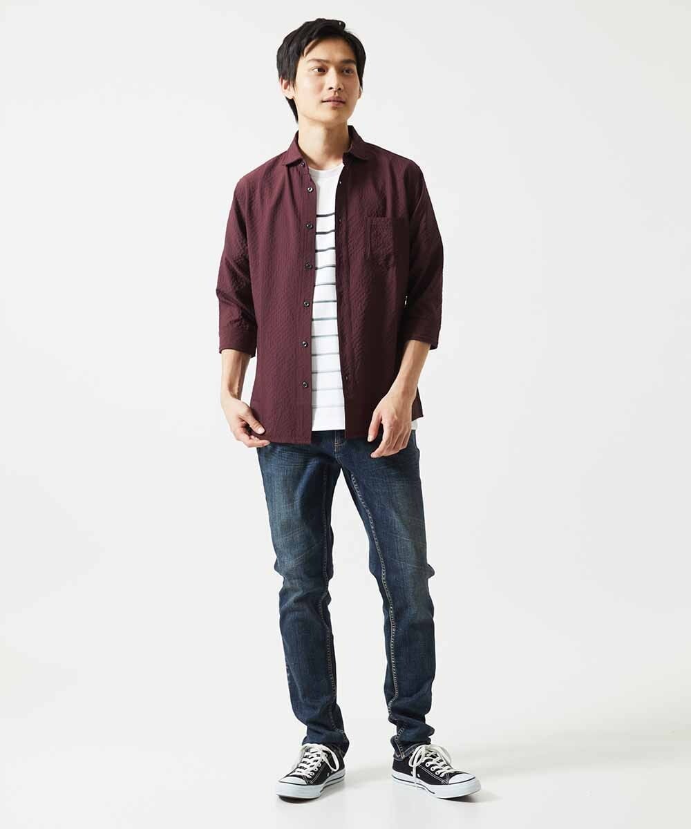 MKKGC08059 MK MICHEL KLEIN HOMME(MKミッシェルクランオム) Tシャツ / グラデーションマリンボーダー ブラック
