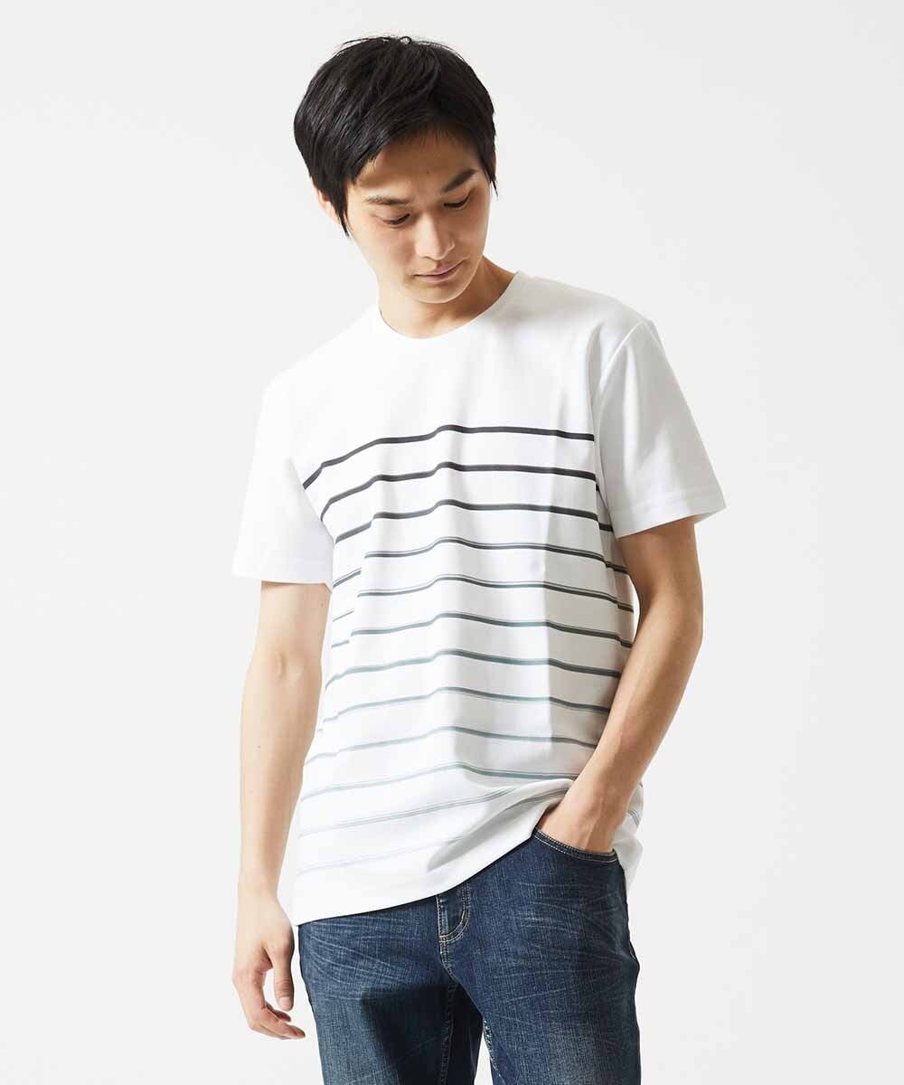 MKKGC08059 MK MICHEL KLEIN HOMME(MKミッシェルクランオム) Tシャツ / グラデーションマリンボーダー ブラック